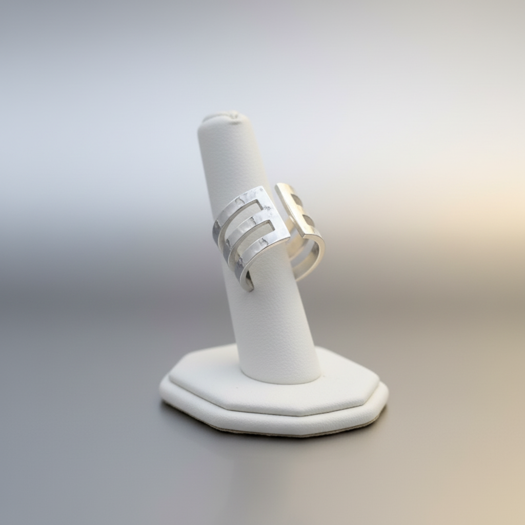 Bague large ajustable pour femme en acier inoxydable