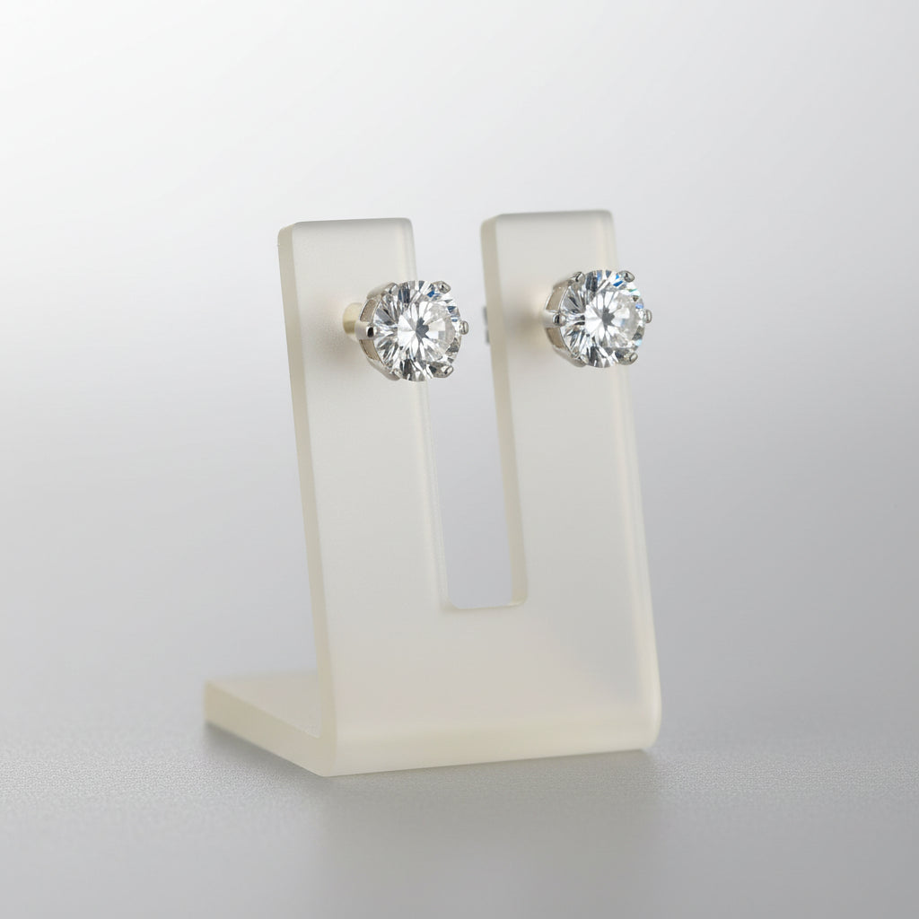 Boucles d'oreilles en acier inoxydable, boule argentée