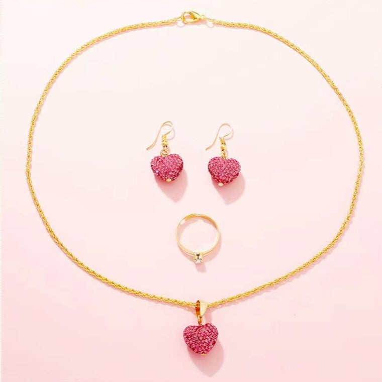 Ensemble Bébé Fille, 3 Pièces Cœur