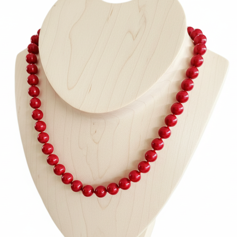 Collier pour femme, perles rouges