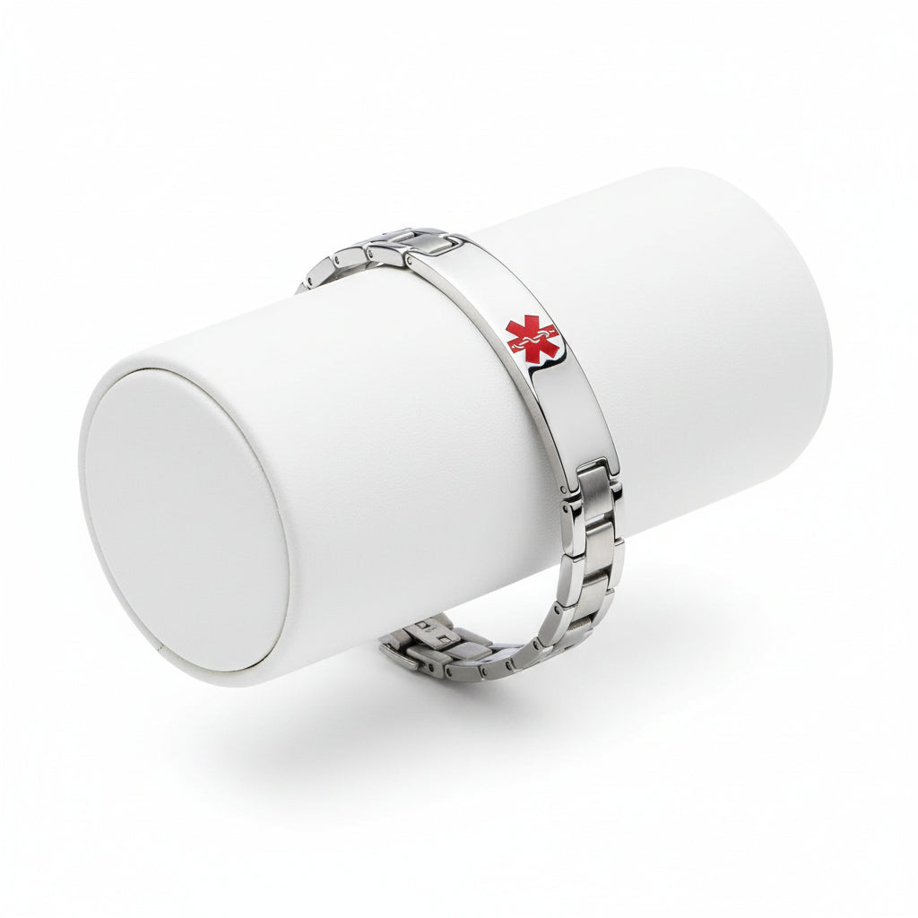Pulseira em Aço Inoxidável, Alerta Médica