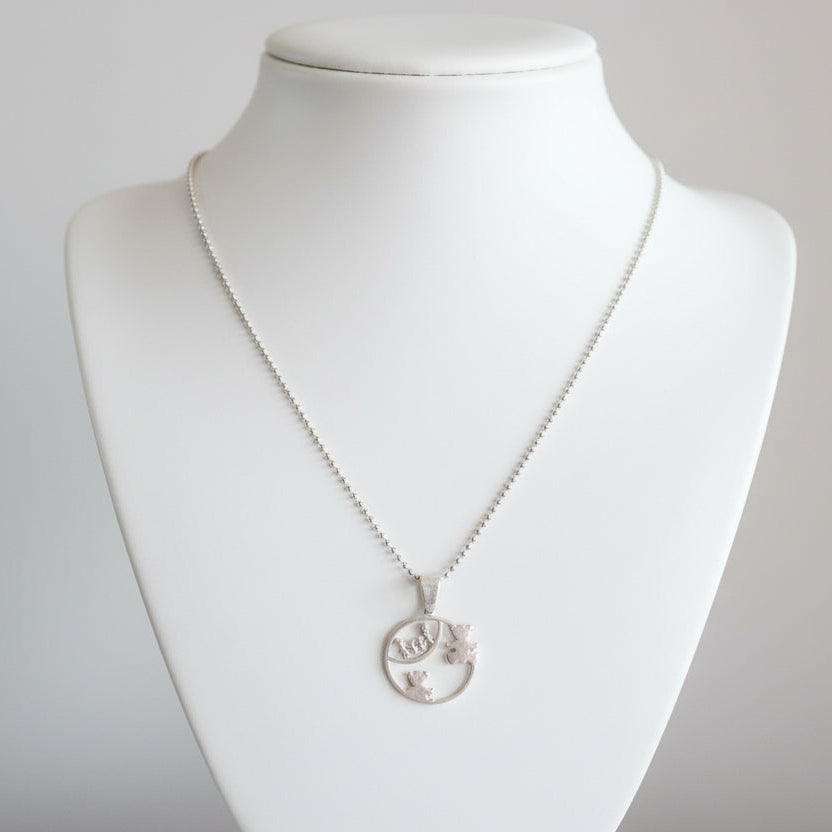 Collier pour femme en acier inoxydable, médaillon famille