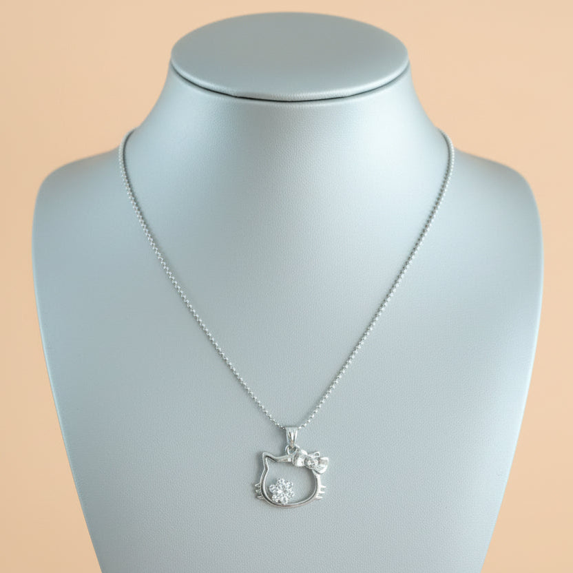 Collier Enfant en Acier Inoxydable, Hello Kitty Diamant