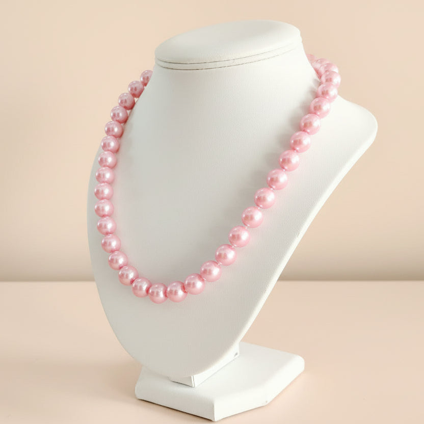 Collier enfant, perles roses