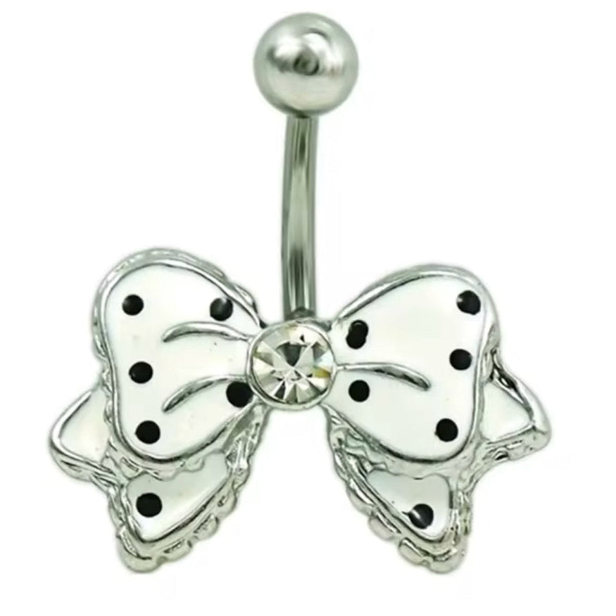 Piercing de Umbigo em Aço Inoxidável, Laço Branco