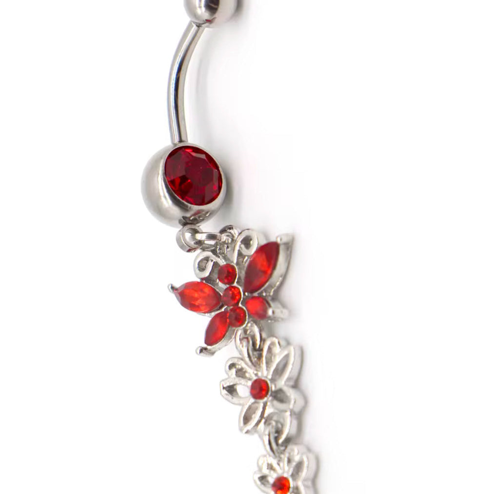 Piercing de Nombril en Acier Inoxydable, Papillon Rouge