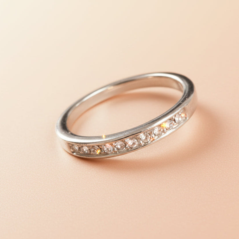 Bague pour femme laminée or avec oxydes de zirconium
