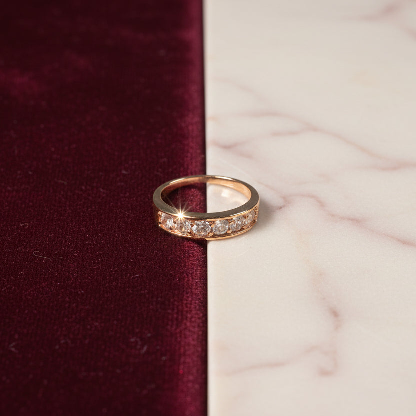 Bague pour femme en plaqué or avec zircons