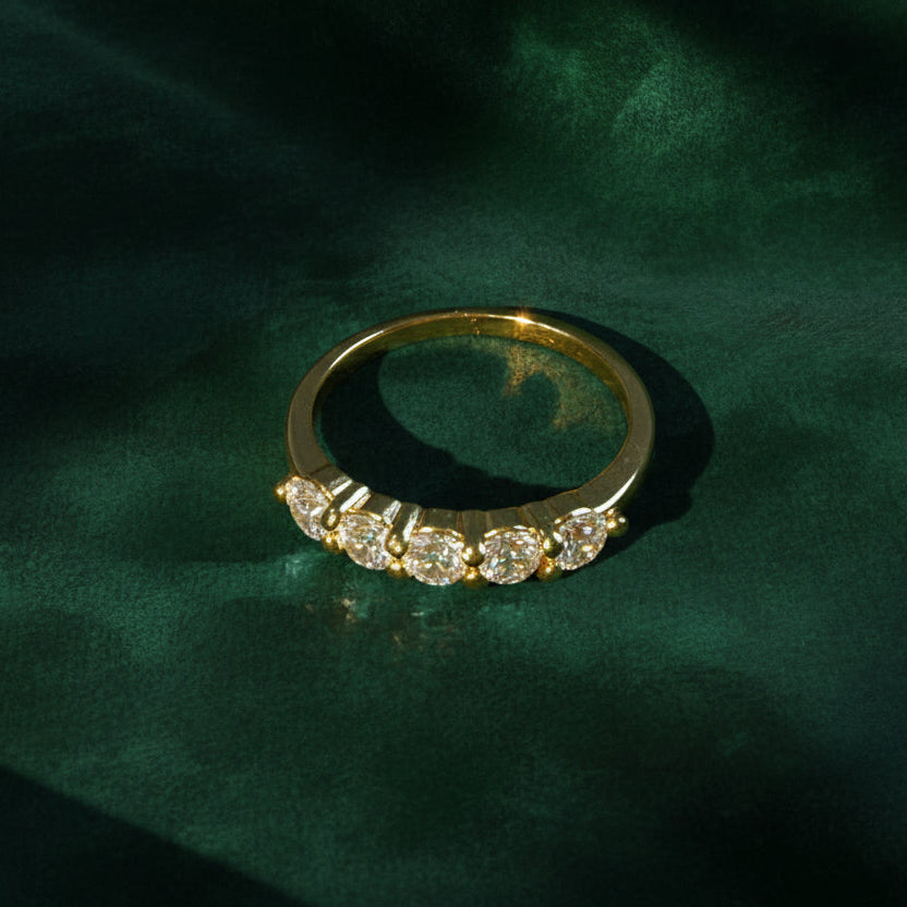 Bague pour femme laminée or avec oxydes de zirconium