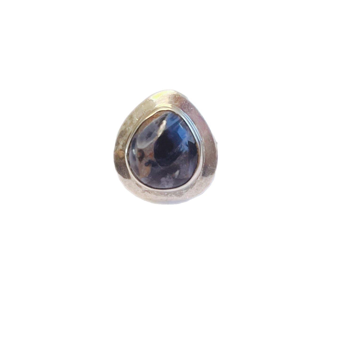 Anel de Senhora em Prata 925 com Pedra Natural Gota Larimar