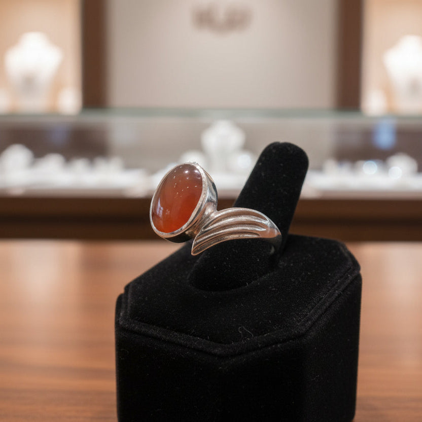Bague pour Femme en Argent 925 avec Pierre Naturelle Cornaline