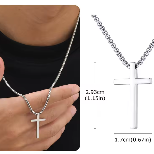 Colar Masculino Cruz Silver – Estilo Minimalista