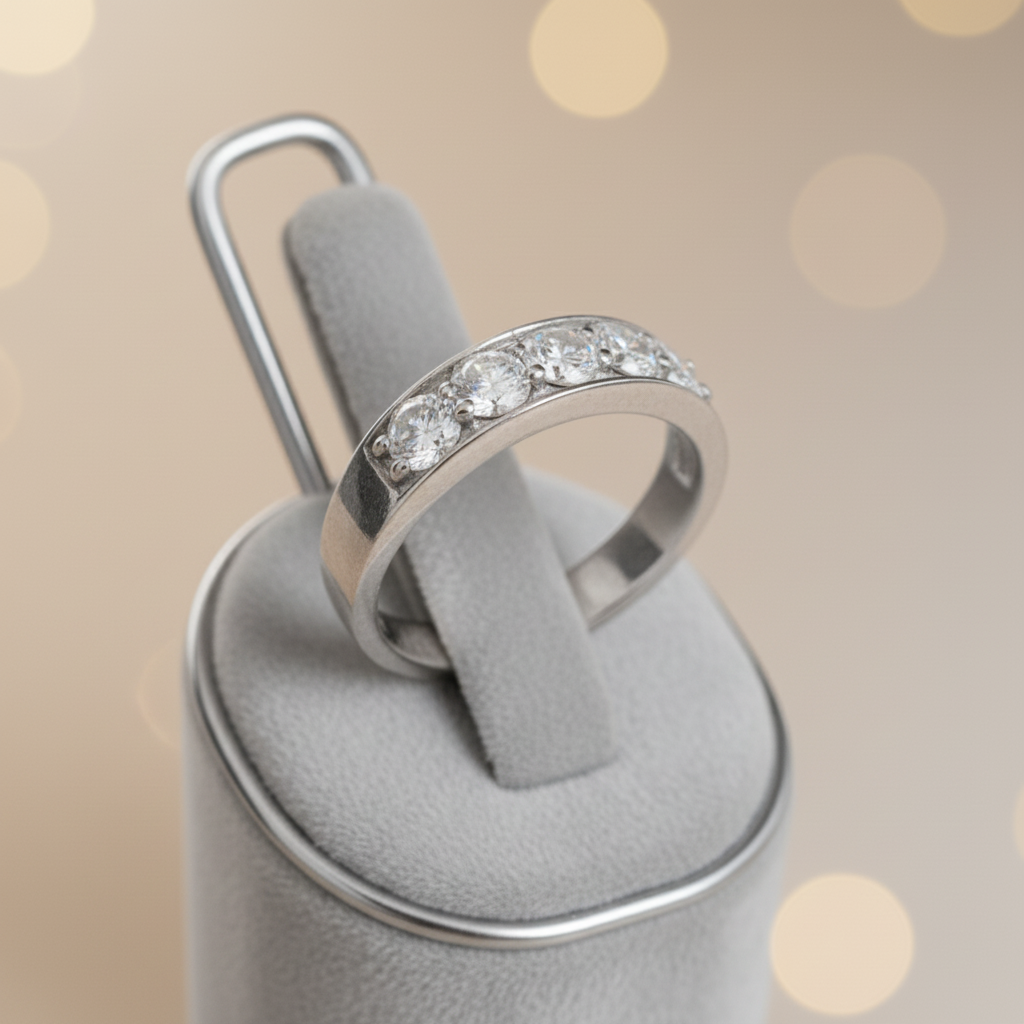 Bague pour femme laminée or avec oxydes de zirconium blancs
