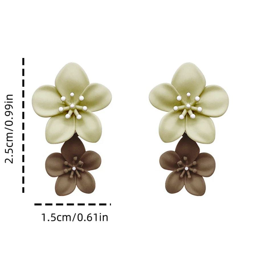 Brincos de Senhora Pendurados com Flor marrom, 2 Cores
