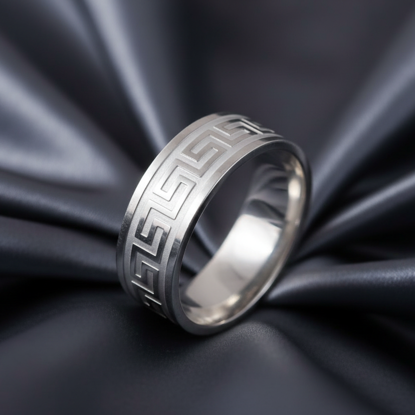 Bague homme en acier inoxydable 316L, motif aztèque T= 9