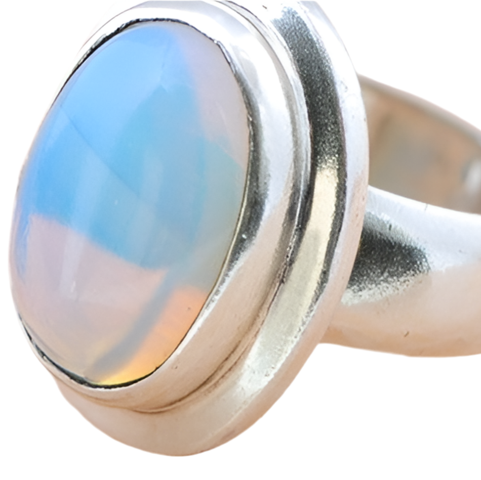 Bague en argent avec pierre naturelle opaline T:9