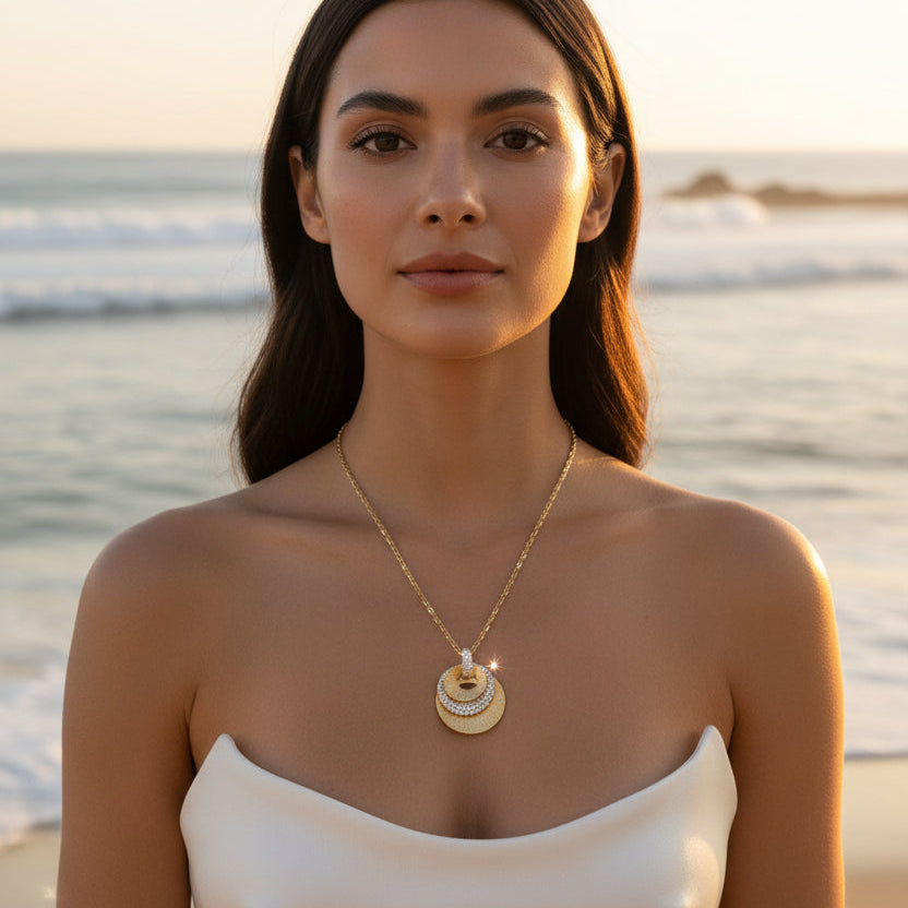 Collier en or laminé 14 carats pour femme, topaze