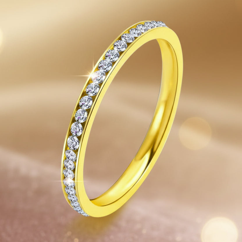 Bague pour Femme en Acier Inoxydable avec Zircon Cubique T= 8
