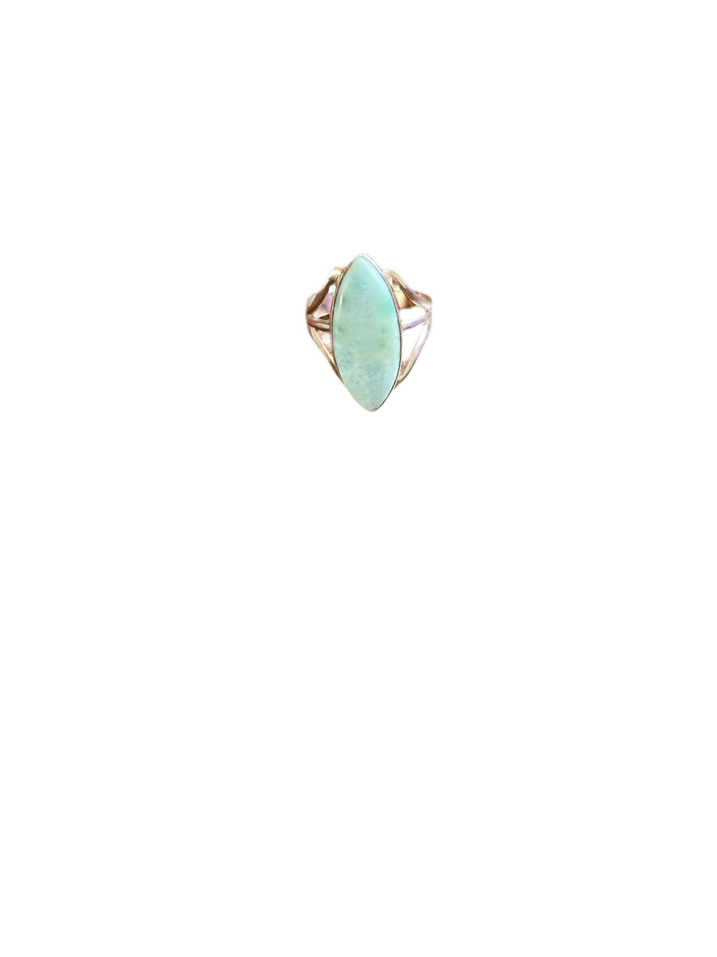 Anel de Prata 925 com Pedra Natural Larimar Índia T : 9.5.