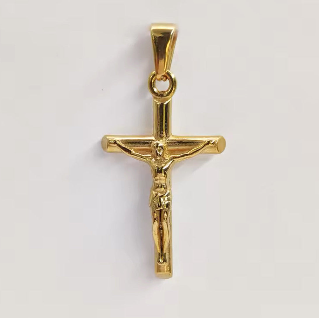 Collier en Or Laminé 18k avec Croix Jésus