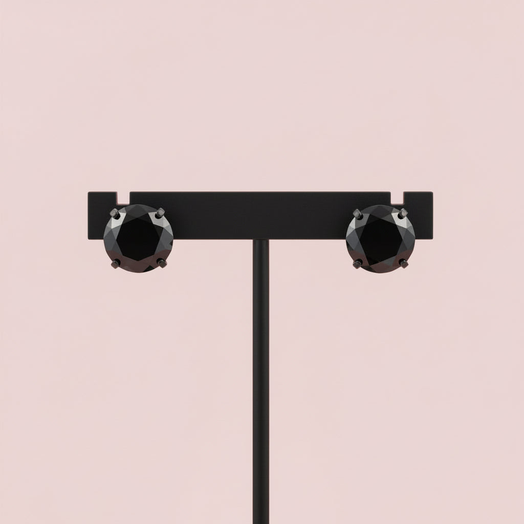 Boucles d'oreilles en acier inoxydable, boule noire