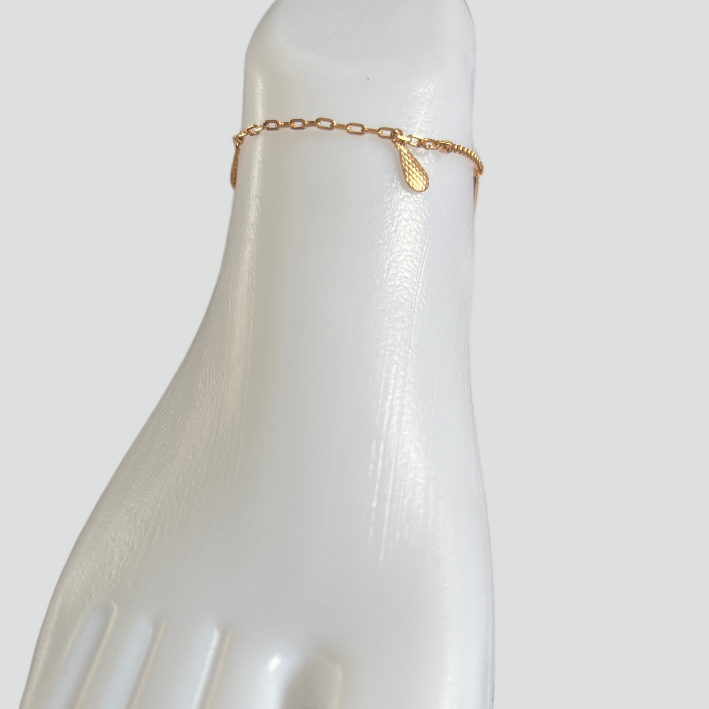 Pulseira Tornozelo de Senhora em Ouro Laminado 10K, Lágrima