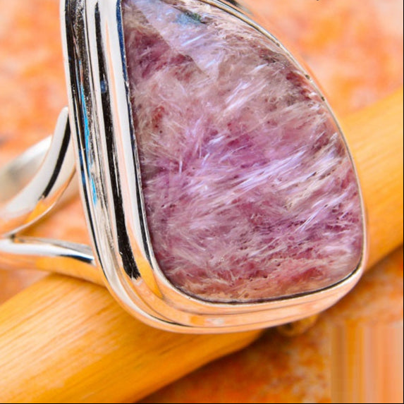 Bague en argent avec pierre naturelle Charoite T:7,5