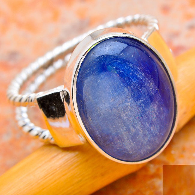 Bague en argent Pierre avec Cyanite Naturelle T:7,5