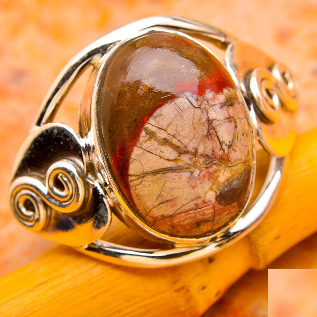 Bague en argent avec pierre naturelle rhyolite T:6
