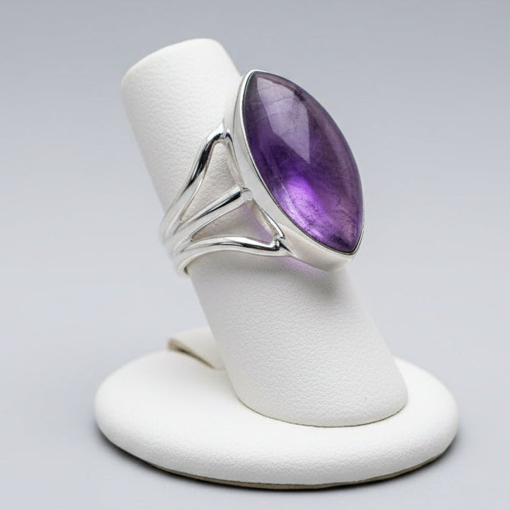 Bague en argent avec pierre naturelle améthyste T:6,25