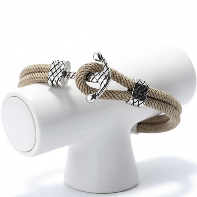 Pulseira Âncora Náutica Caqui – Coleção Mar e Vida