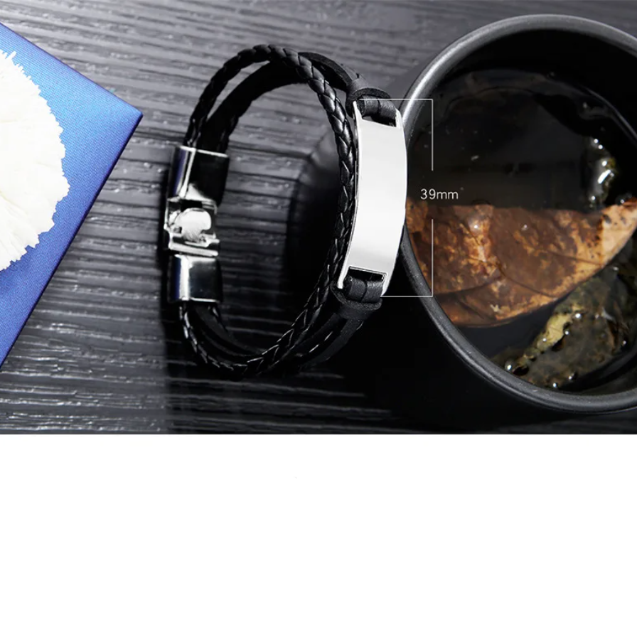 Pulseira de Couro Preto Personalizada em Aço Inoxidável Cinza com Santa Maria Açores, Portugal (Copie)