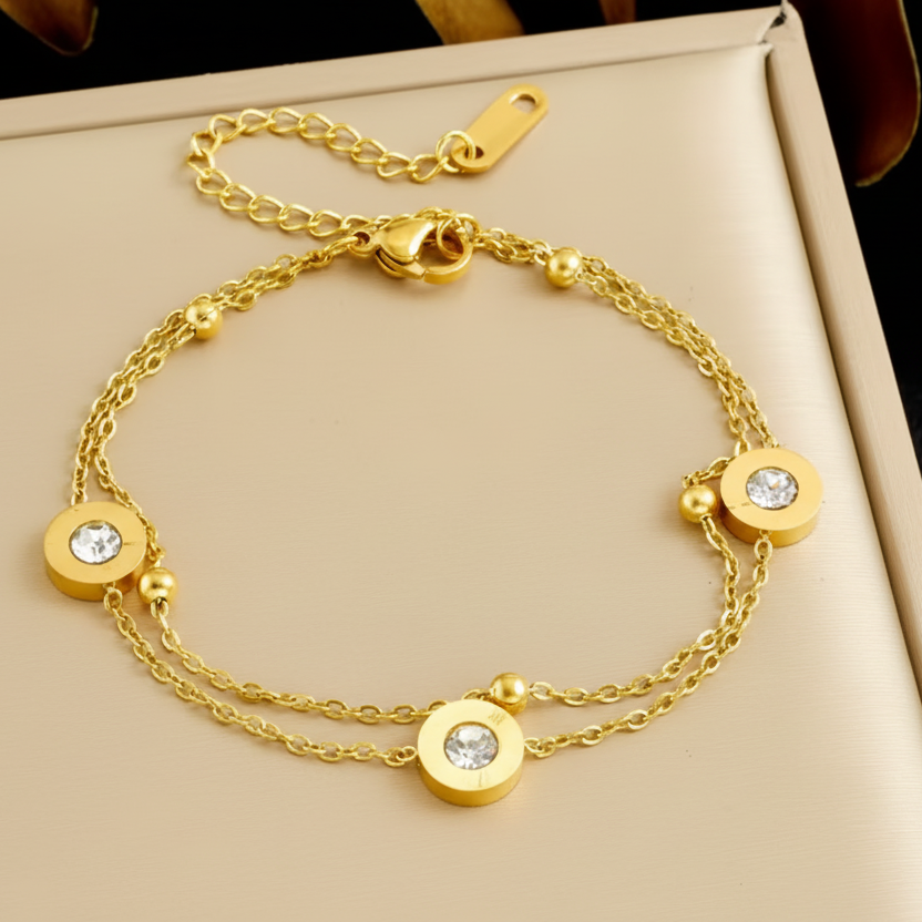 Pulseira Roman Elegance – Aço Inoxidável Banhado a Ouro 18K