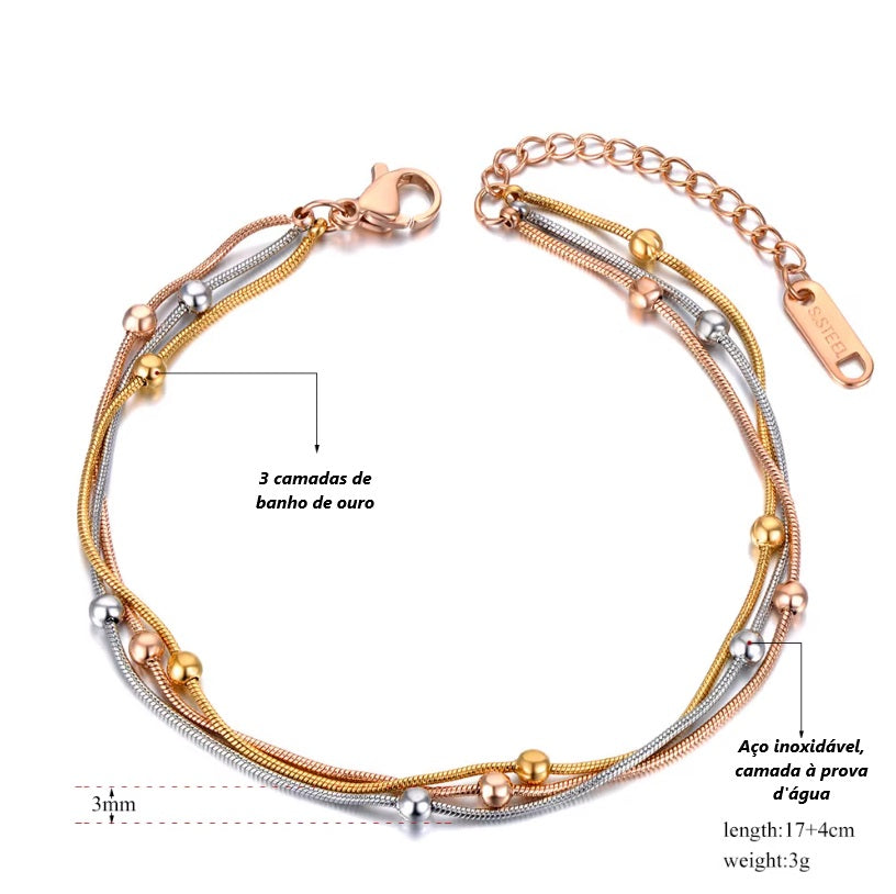 Bracelet Femme en Acier Inoxydable 3 Couleurs