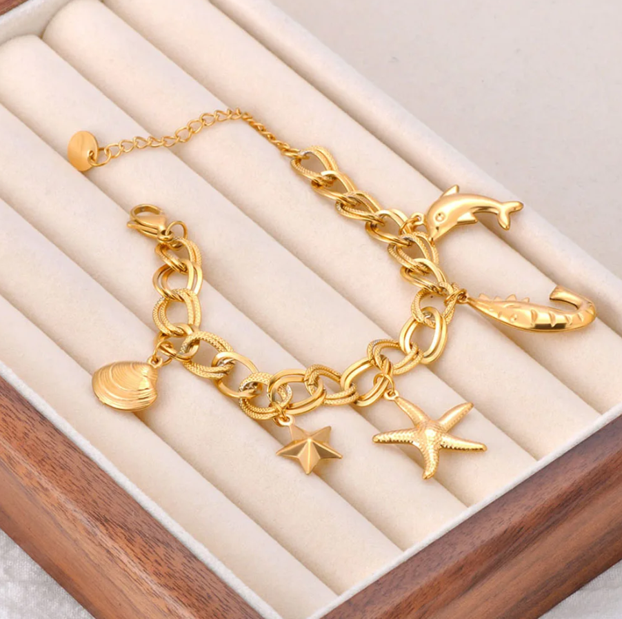 Pulseira Ocean Treasure Gold – O Brilho do Mar no Seu Pulso