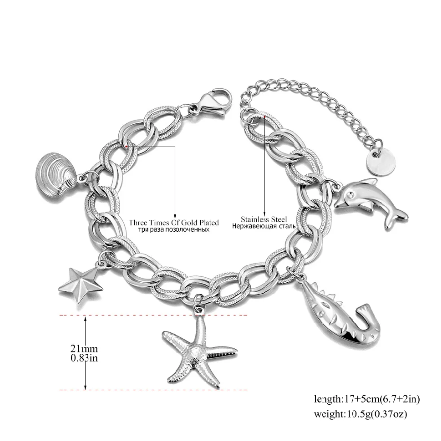 Pulseira Ocean Charms – Aço Inoxidável Premium