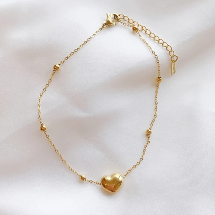 Bracelet Heart & Beads en Acier 316L – Délicatesse qui Dure pour Toujours