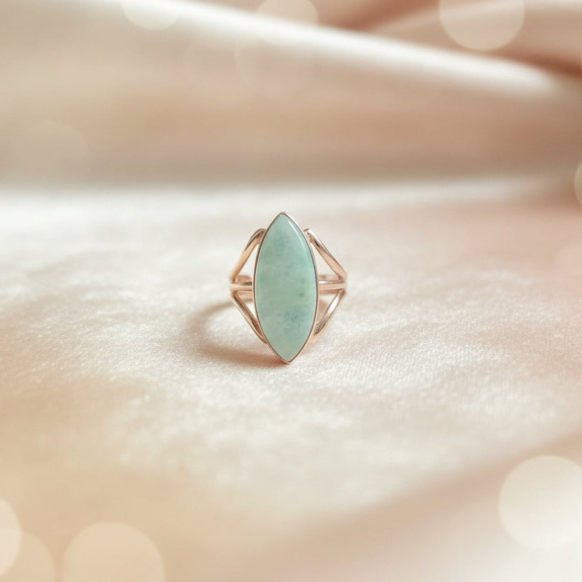 Bague en argent 925 avec pierre naturelle Larimar Inde T : 9.5.