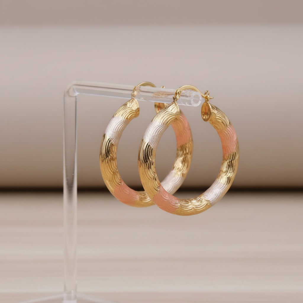 Boucles d'oreilles créoles pour femme en or laminé, Zhixun
