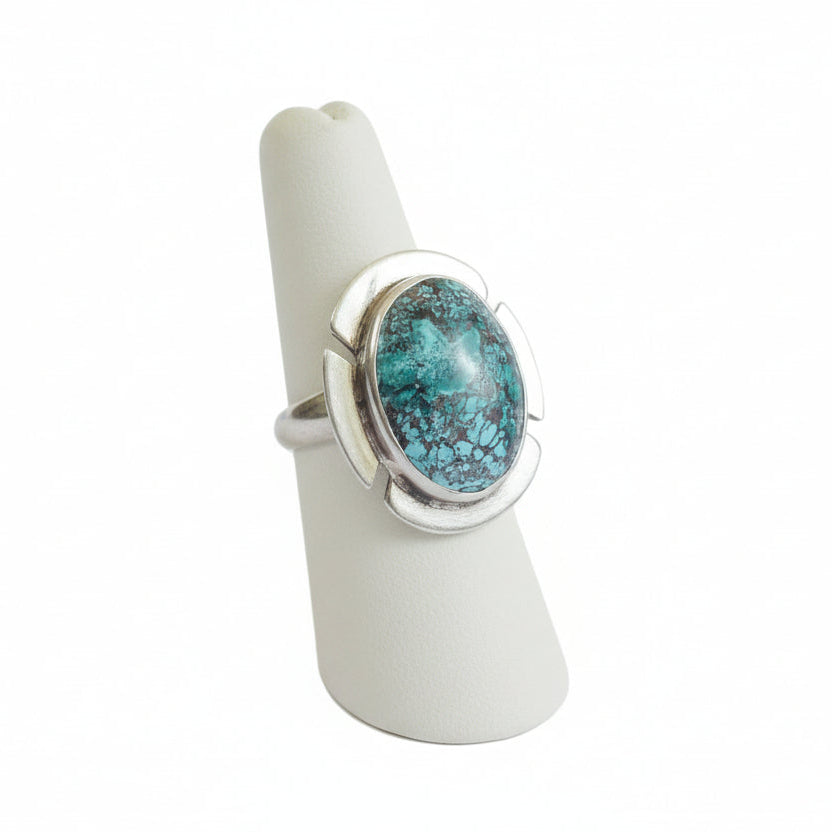 Bague pour femme en argent 925 avec pierre naturelle turquoise