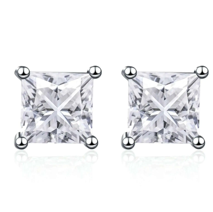 Boucles d'oreilles en or laminé blanc 18 carats avec zircone