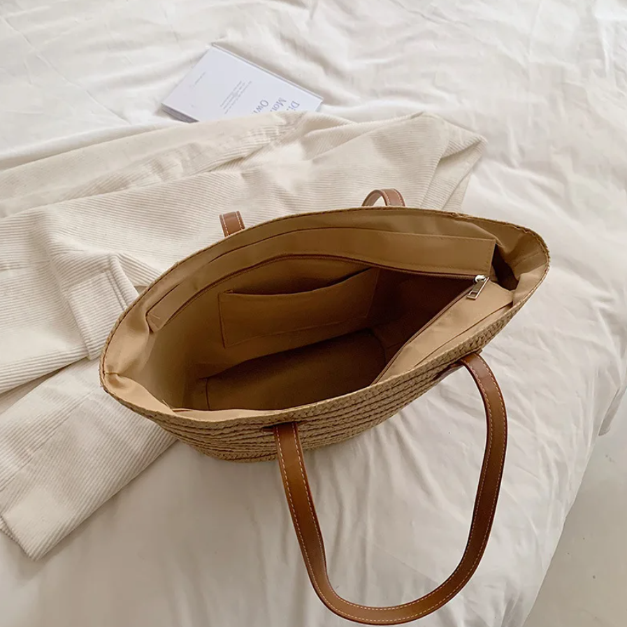 Saco de Ombro em Palha Trançada – Natural Chic