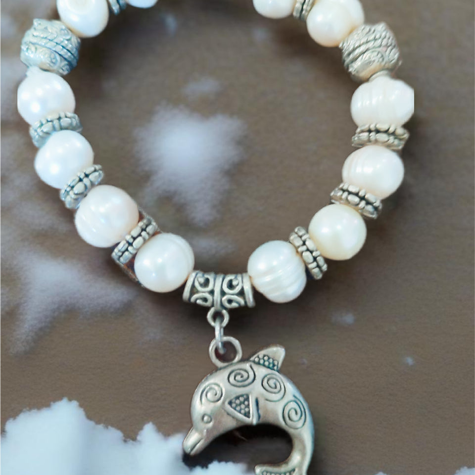 Bracelete de Senhora em Prata, Pérolas Golfinho