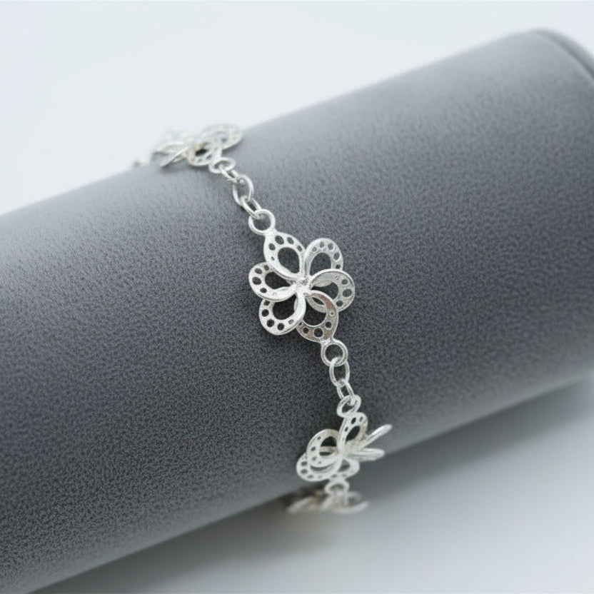 Bracelet pour Femme en Argent, 5 Fleurs