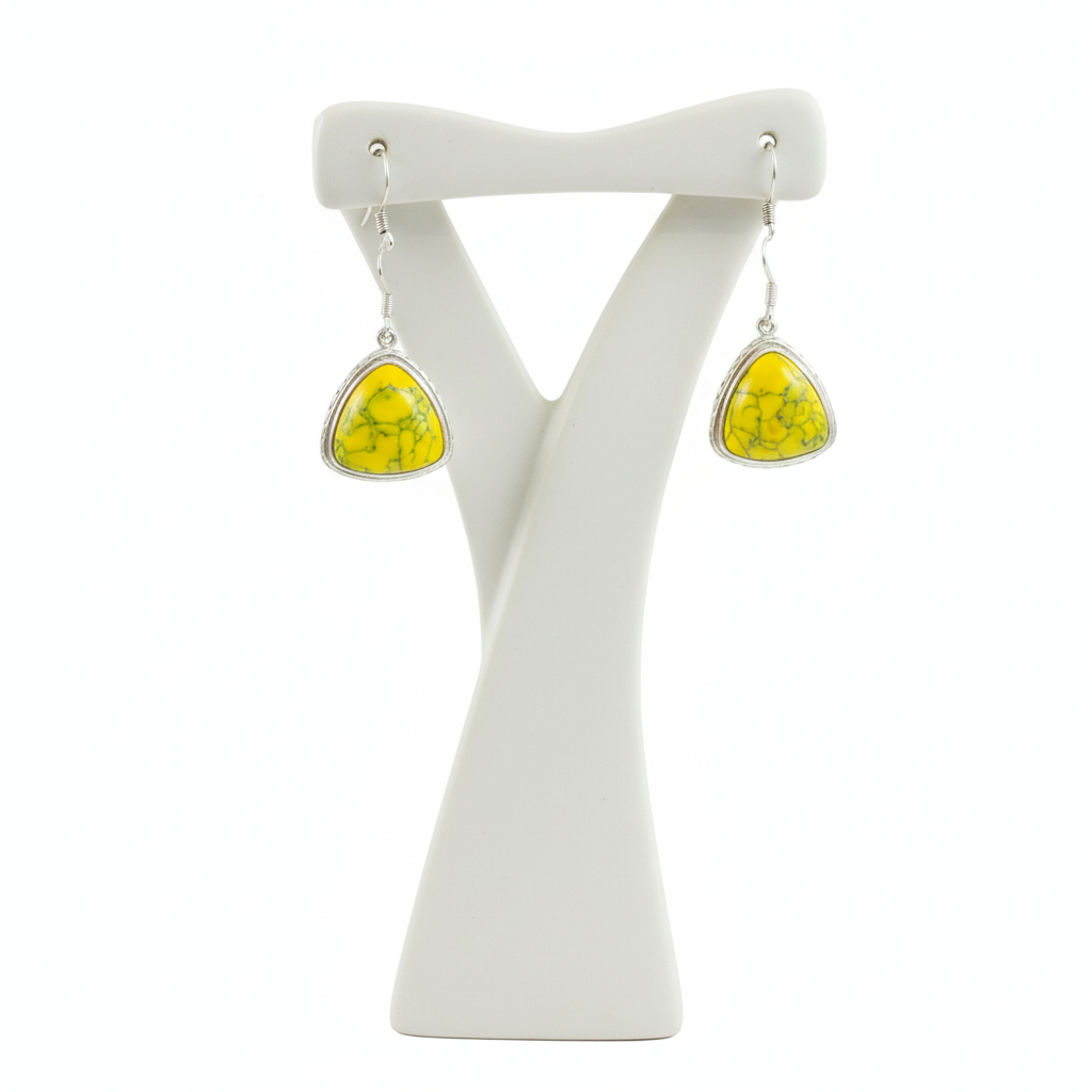 Boucles d'oreilles pour femme en argent avec pierre turquoise jaune