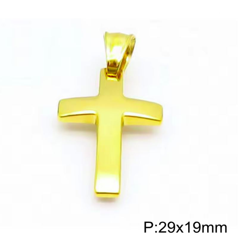 Pendentes Cruz em Aço Inoxidável Cor Ouro