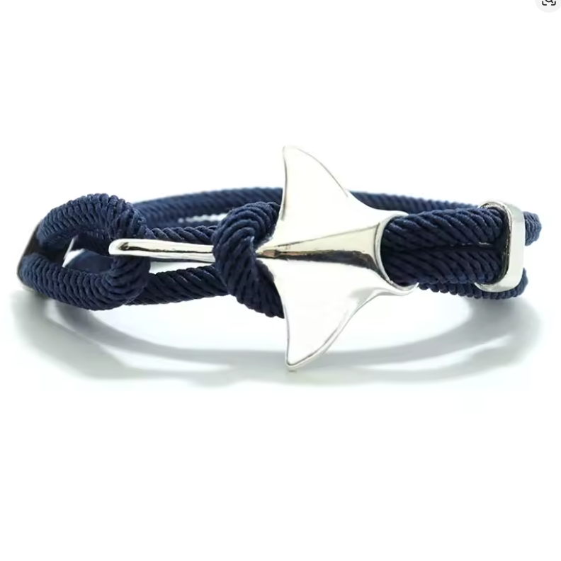 Pulseira Manta Raia – Paracord Azul e Raia Prata
