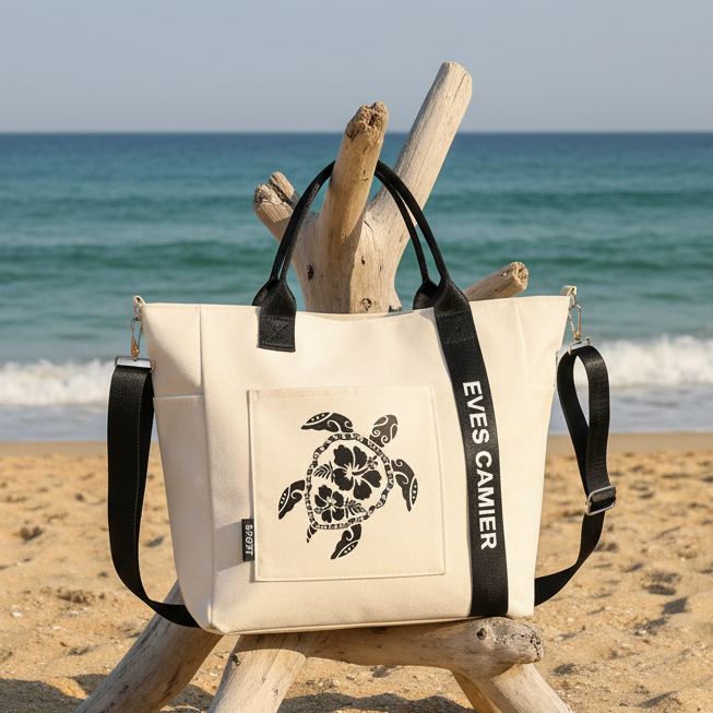 Bolsa Tote Branca "Tartaruga" – Coleção Mar & Vida