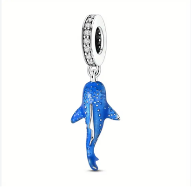 Conta em Prata 925, Tubarão-Baleia Azul Luminoso (GLOW) (1752)