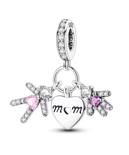 Breloque en Argent 925, Amour de Mère et Fille
